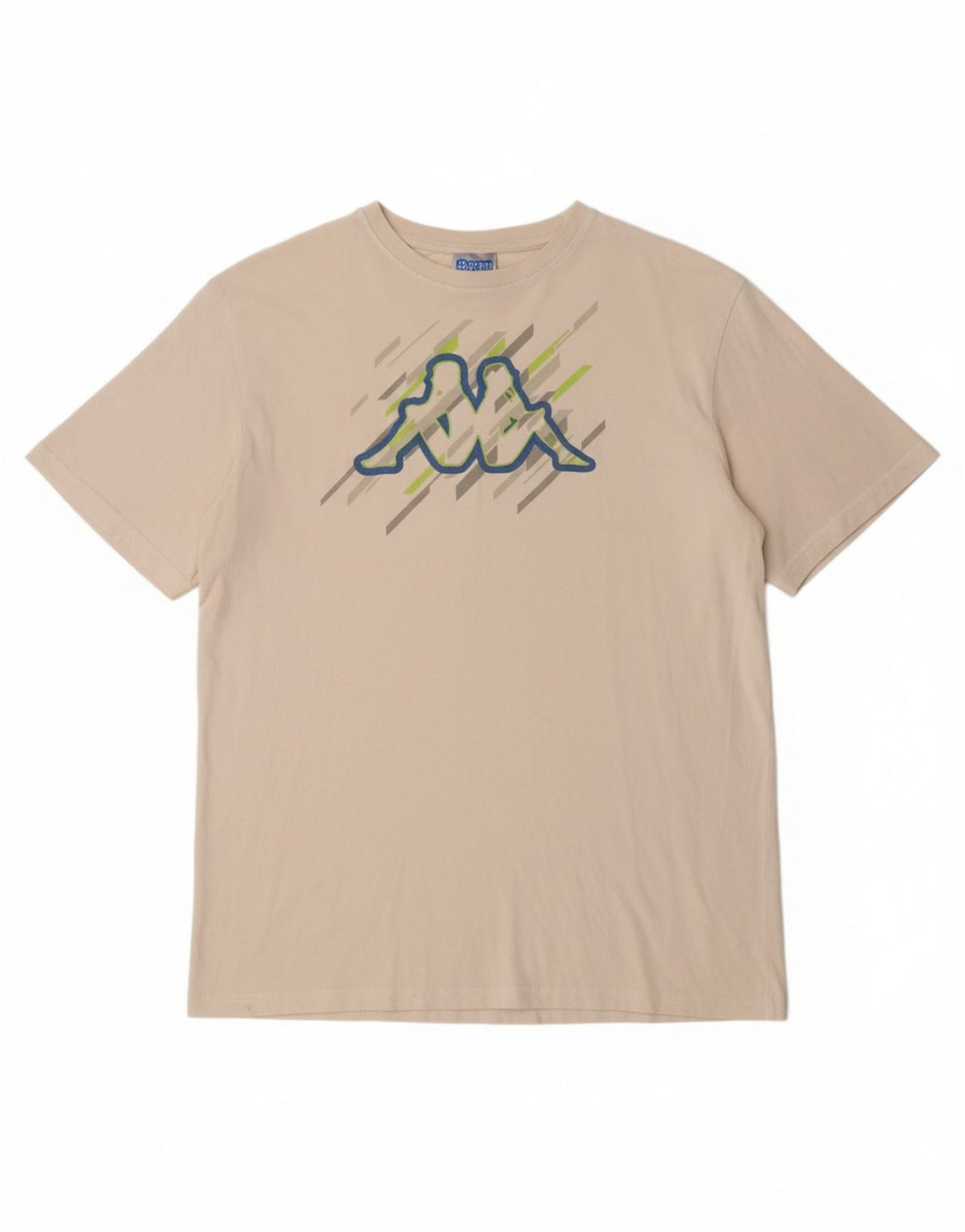 KAPPA Mens Graphic T-Shirt Top Medium Off White Cotton