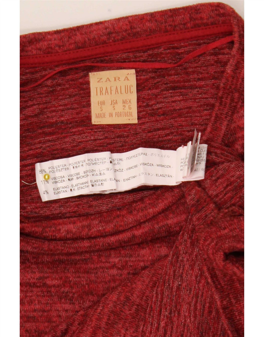 T-shirt da donna Zara UK 10 piccola in poliestere chiazzato rosso