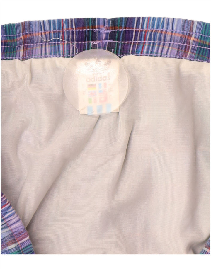 Pantaloncini da bagno da uomo ADIDAS grandi in cotone a quadri blu