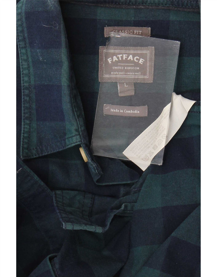 Camicia da uomo dal taglio classico Fat Face, grande, in cotone a quadretti blu navy