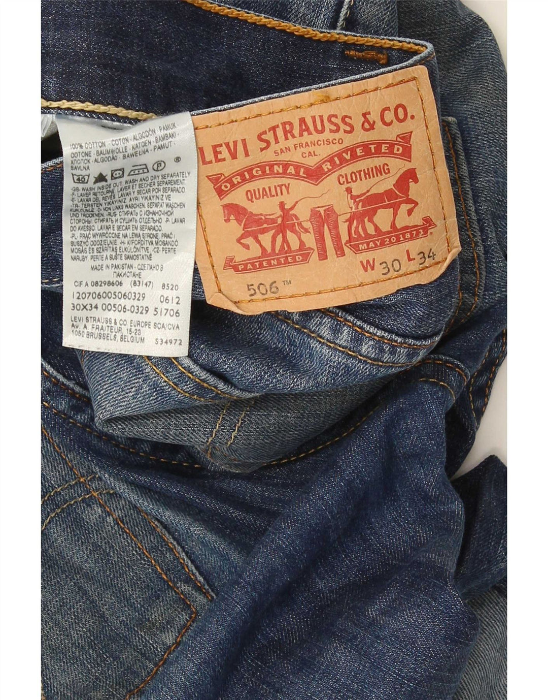 Levi's Uomo 506 Jeans dritti W30 L34 Cotone blu navy