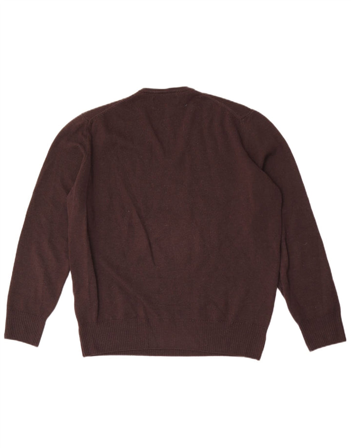 Maglione Zara da uomo con scollo a V XL in lana marrone