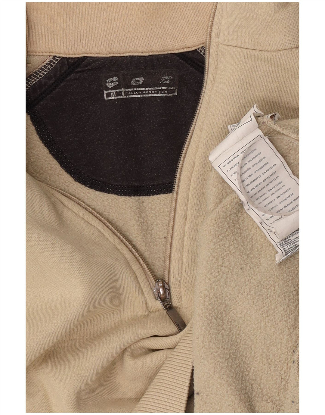 Felpa da uomo con zip e collo Lotto in cotone beige medio