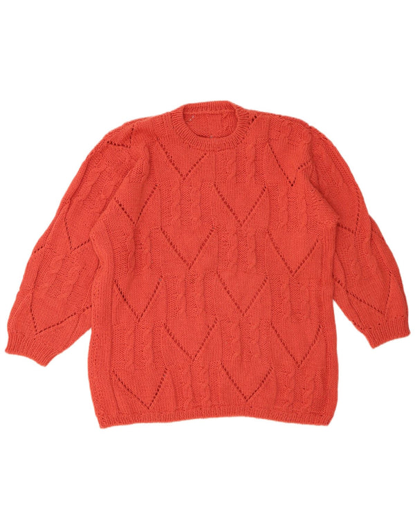 Maglione maglione girocollo da donna VINTAGE UK 18 XL rosso