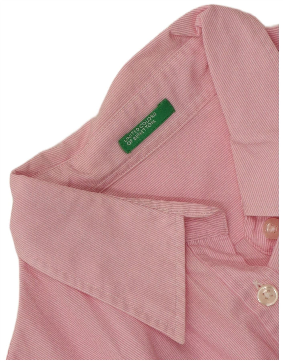 Camicia Benetton Donna UK 12 Gessato Rosa Medio