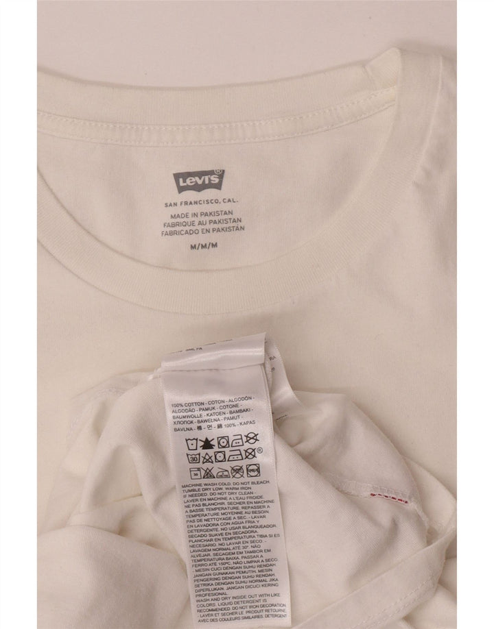 T-shirt grafica da donna Levi's Top UK 14 cotone bianco medio