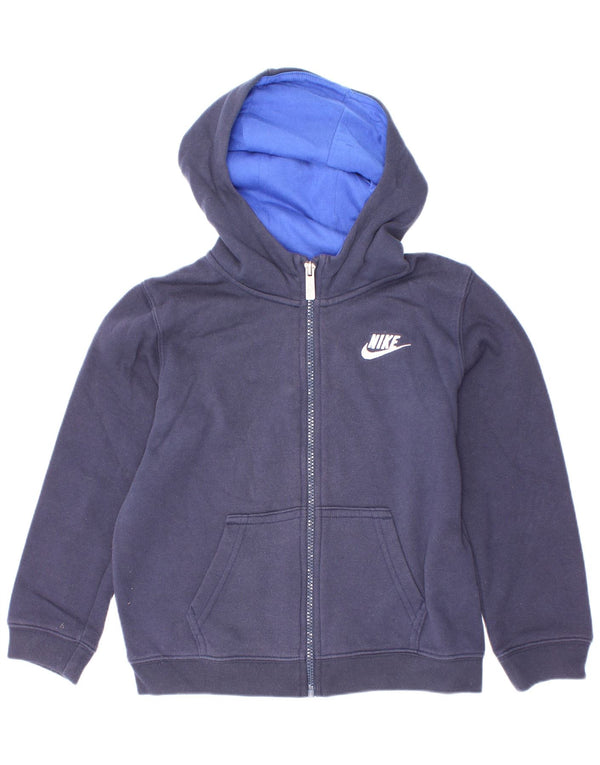 Felpa con cappuccio e zip Nike per ragazzi, 6-7 anni, grande, in cotone blu navy