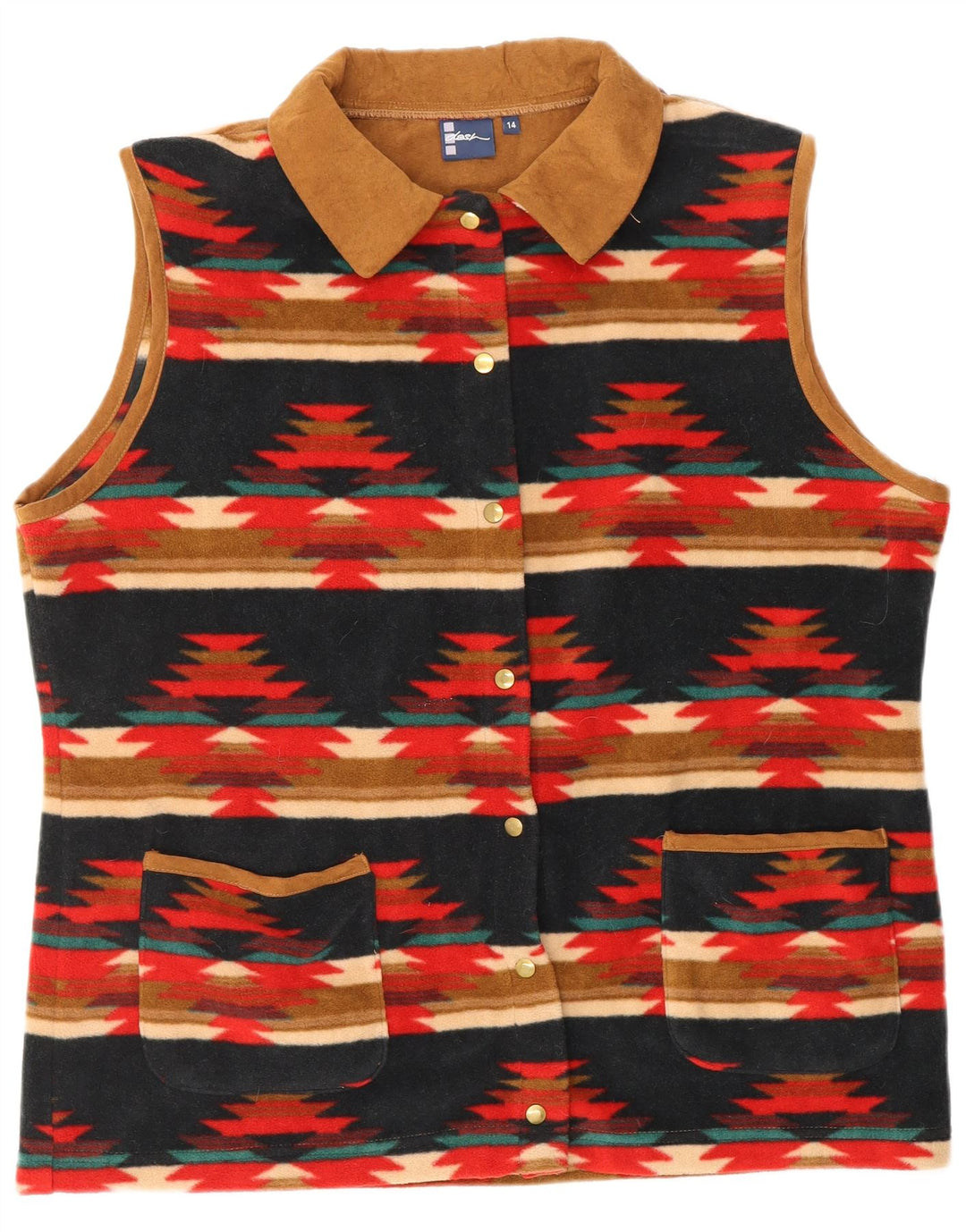 DASH Womens Oversized Fleece Gilet UK 14 Large Multicoloured Geometric