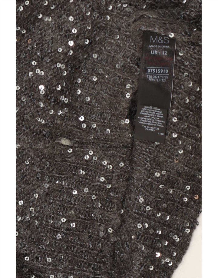 Maglione maglione con scollo a barca da donna Marks & Spencer UK 12 Poliestere grigio medio