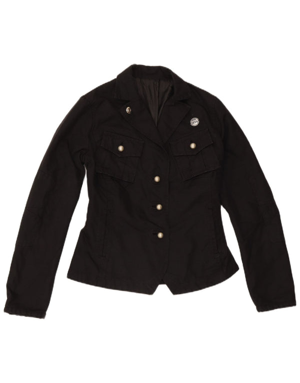 Giacca vintage da donna IT 40 piccola in cotone nero