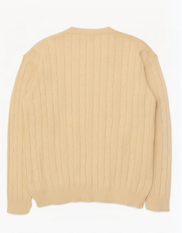 Maglione cardigan da uomo vintage XL in cotone beige