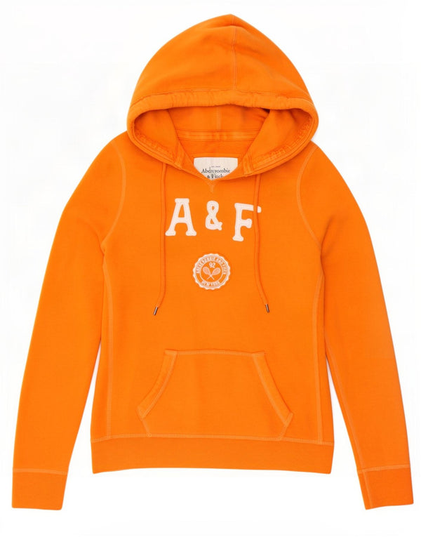 Maglione con cappuccio grafico da donna Abercrombie & Fitch UK 14 Cotone arancione medio