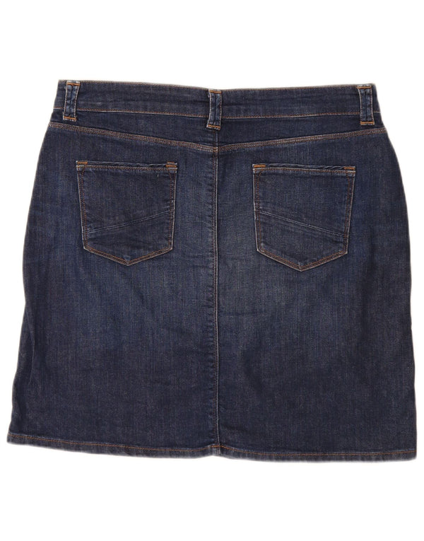 Mini gonna in denim da donna Marks & Spencer UK 14 grande W34 cotone blu navy