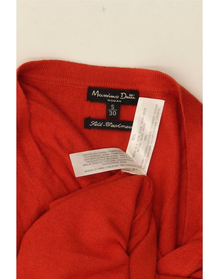 Maglione maglione da donna con scollo a V Massimo Dutti UK 10 piccolo seta arancione