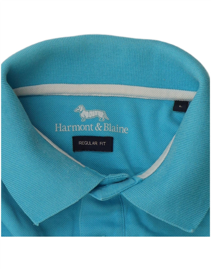 Polo da uomo vestibilità regolare HARMONT & BLAINE grande in cotone blu