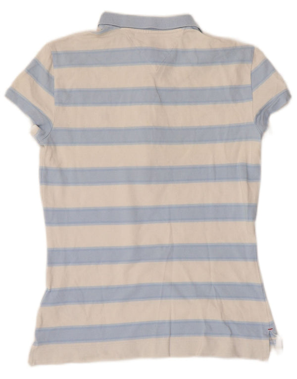TOMMY HILFIGER Polo da donna slim fit UK 6 XS cotone a righe blu