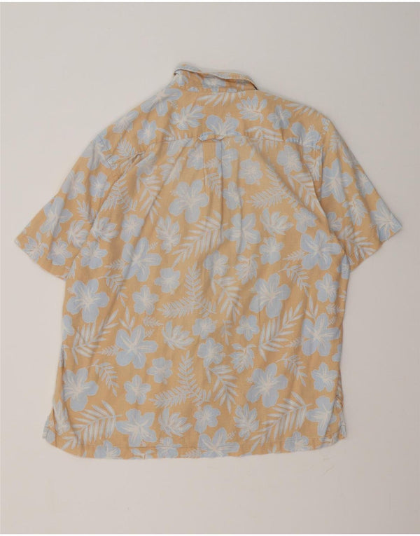 Gant Camicia da uomo a maniche corte, vestibilità regolare, grande lino floreale beige