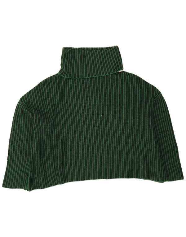 Maglione maglione oversize con collo alto da donna Zara UK 14 verde medio a righe