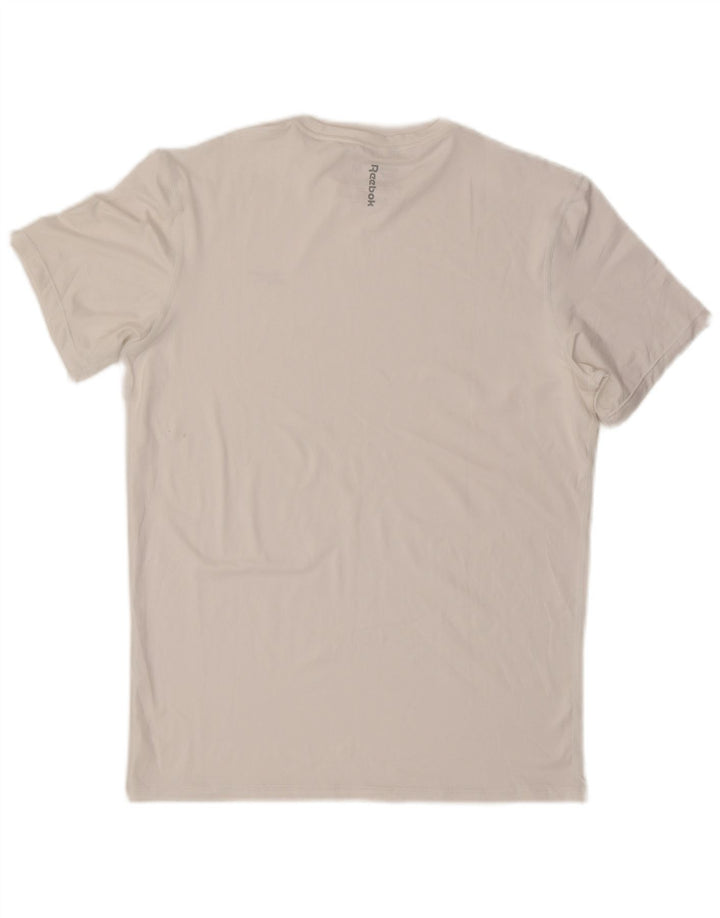 T-shirt Reebok da uomo Top in poliestere bianco medio