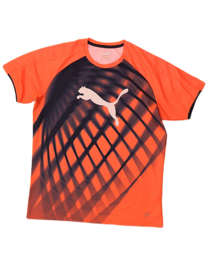 T-shirt grafica da uomo Puma Top con motivo a quadri arancione medio