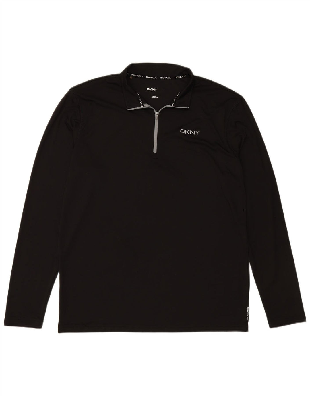 DKNY Tuta da uomo pullover con zip e collo, grande, in poliestere nero