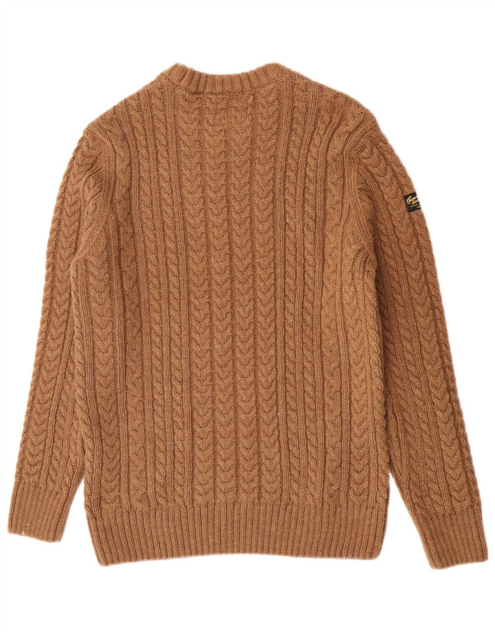 Maglione maglione girocollo da uomo Superdry grande acrilico marrone