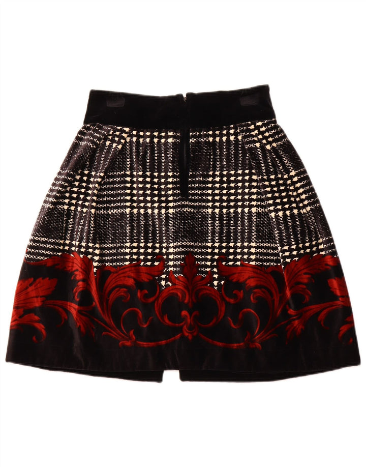 BYBLOS Gonna a trapezio da donna in velluto IT 42 Media W28 Cotone floreale nero