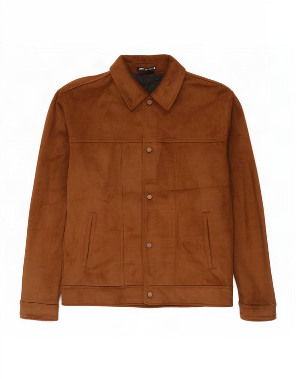 Giubbotto bomber da uomo Zara in finta pelle scamosciata UK 42 XL Poliestere beige