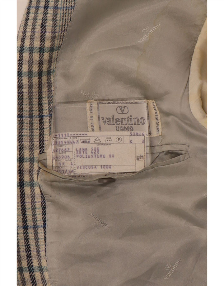 Giacca Blazer a 2 Bottoni da Donna Valentino IT 50 XL Lana a quadri Grigia