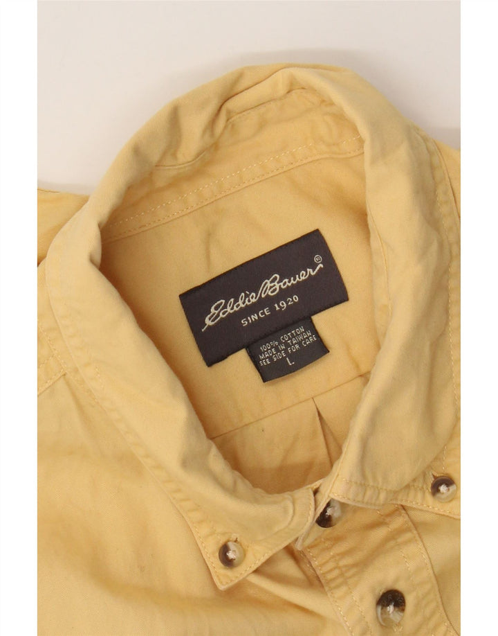 Camicia a maniche corte da uomo Eddie Bauer grande in cotone giallo