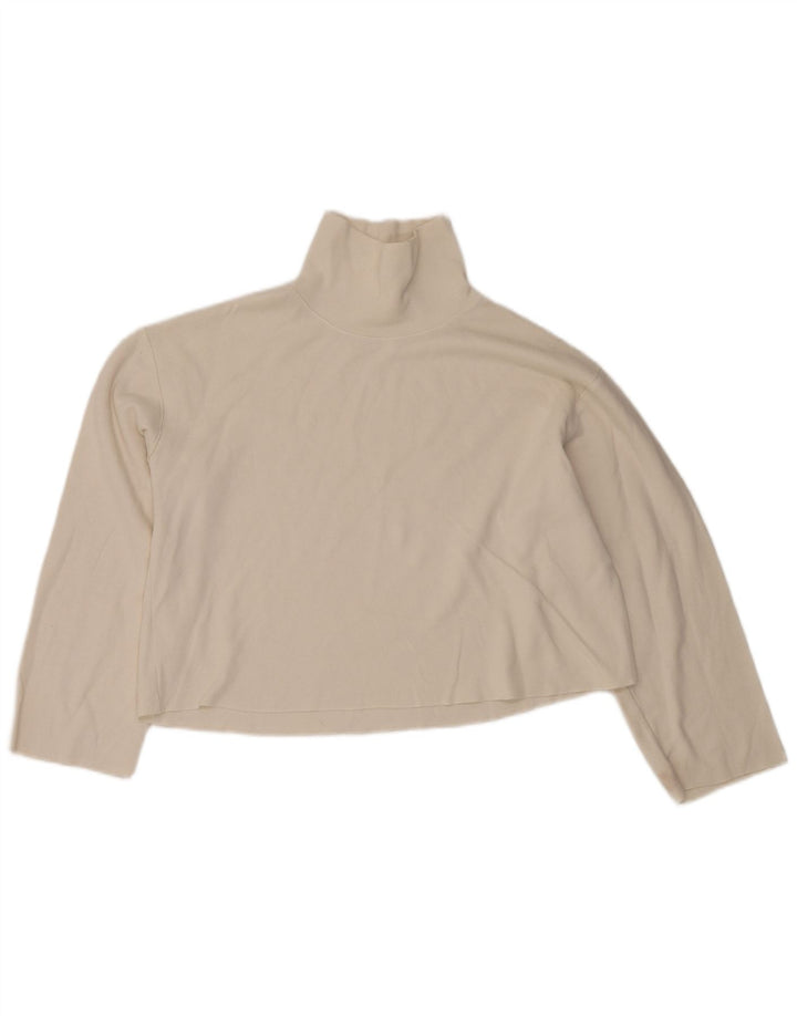 Top corto oversize da donna Zara a maniche lunghe UK 14 cotone bianco medio