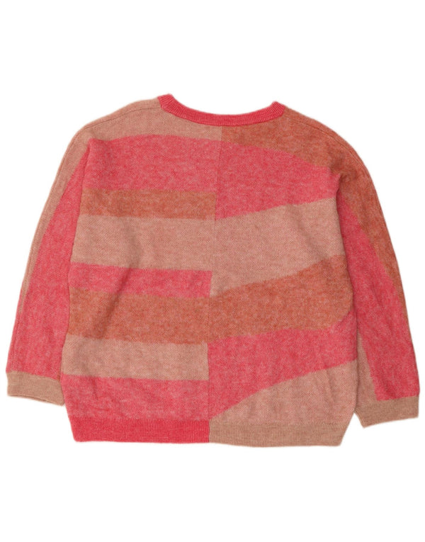 WHITE STUFF Maglione da donna con scollo a barchetta UK 14 Large Pink Colourblock