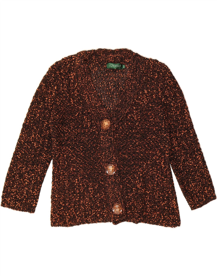 Maglione cardigan oversize con maniche a 3/4 da donna VERDE UK 14 Marrone medio