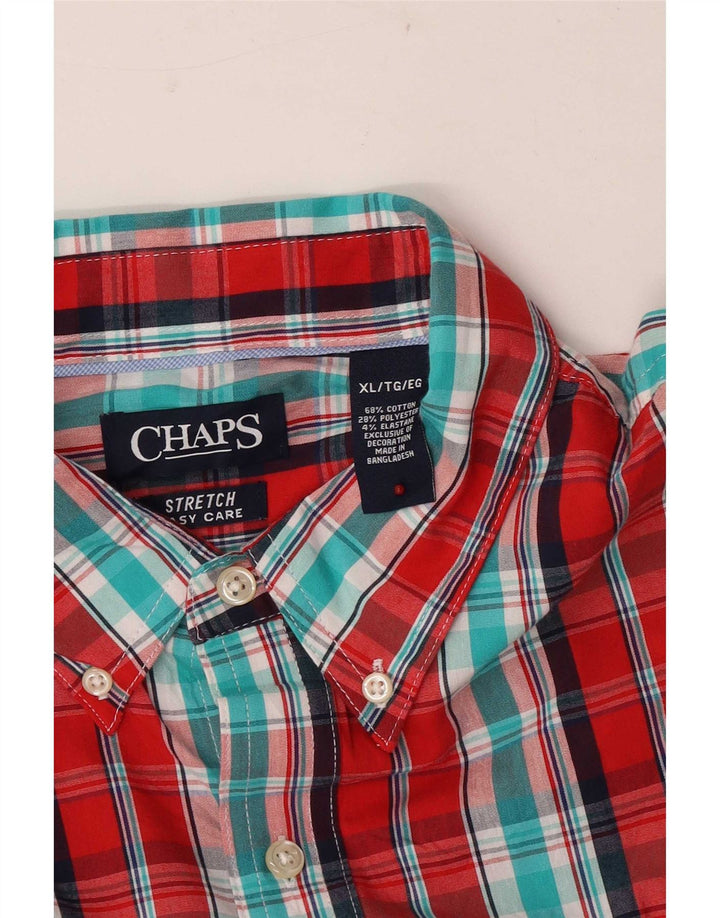 Camicia da uomo elasticizzata vestibilità regolare Chaps XL in cotone scozzese rosso