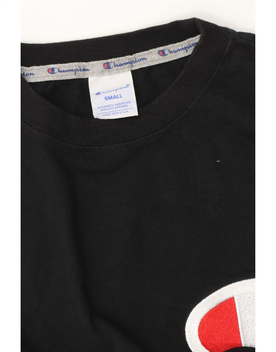 T-shirt grafica da uomo Champion Top piccola nera