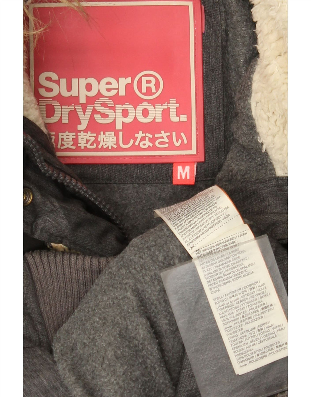 Giacca imbottita con cappuccio da donna Superdry UK 12 Poliestere grigio medio