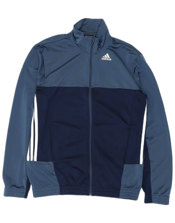Giacca da tuta grafica da uomo Adidas UK 40/42 Colorblock blu medio