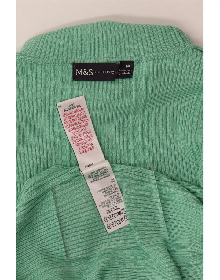 MARKS & SPENCER Womens Roll Neck Jumper Sweater UK 14 Medium Green Viscose Vintage Marks & Spencer and Second-Hand Marks & Spencer from Messina Hembry 