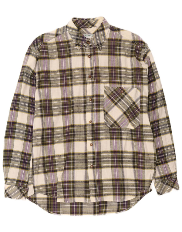 Camicia vintage da uomo in flanella di cotone a quadri multicolore