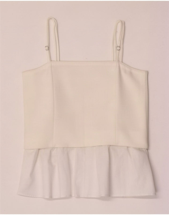 Canotta da donna Zara UK 12 Poliestere color block bianco medio