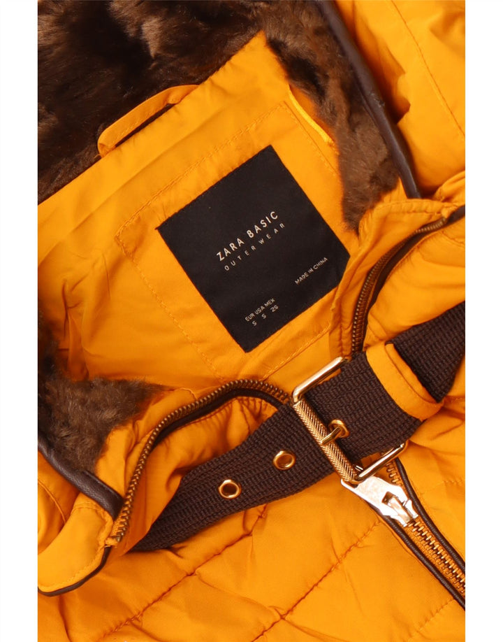 Giacca imbottita corta da donna Zara UK 10 piccola gialla