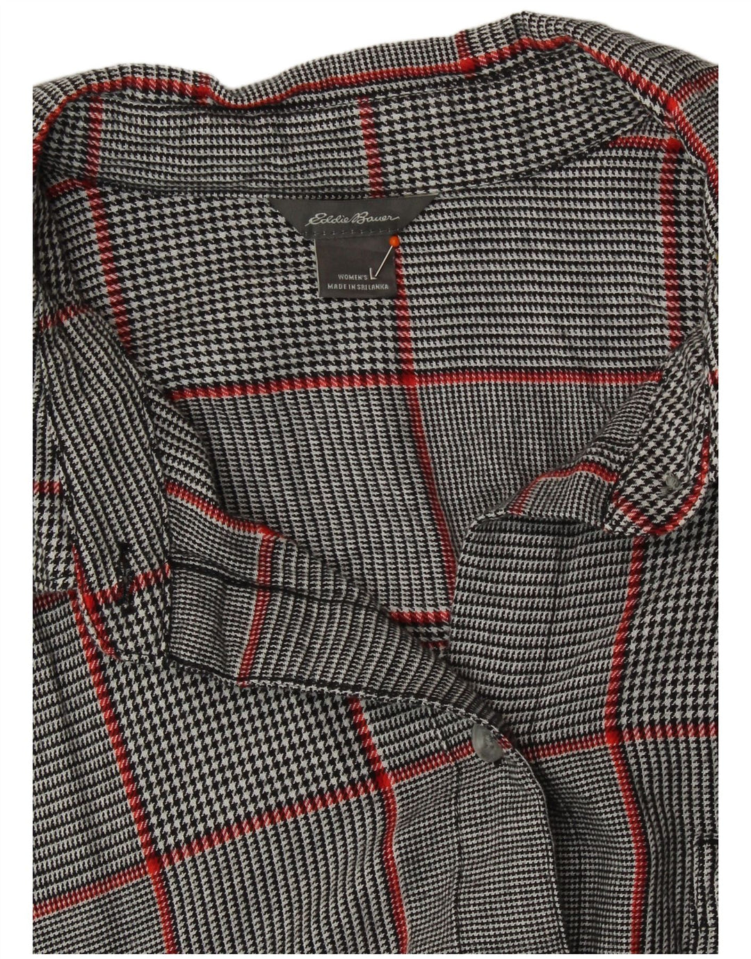 Camicia da donna Eddie Bauer UK 16 grande quadri grigi