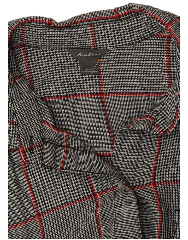 Camicia da donna Eddie Bauer UK 16 grande quadri grigi