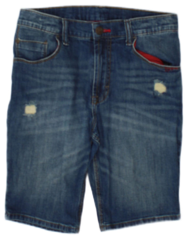 Pantaloncini di jeans invecchiati Wrangler da bambino 11-12 anni W26 in cotone blu