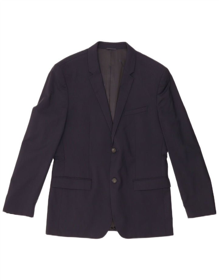 Giacca blazer da uomo a 2 bottoni Calvin Klein IT 52 XL Blu navy in lana vergine