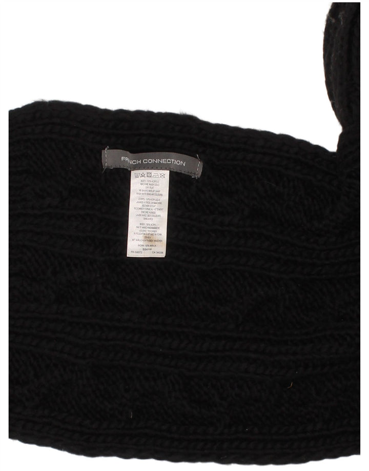 FRENCH CONNECTION Womens Knit Rectangle Scarf One Size Black Classic