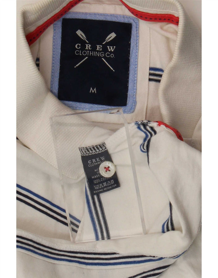 Crew Clothing Polo da uomo in cotone a righe bianche medie