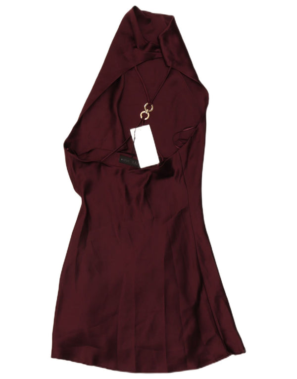 Abito da donna Zara con scollo all'americana UK 10 piccolo in poliestere bordeaux