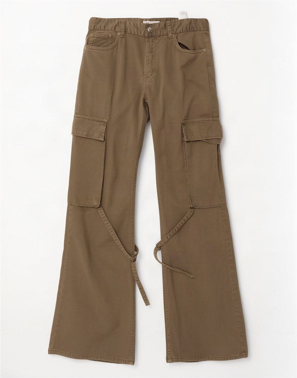 Pantaloni cargo svasati da donna Zara EU 38 Small W28 L32 cotone kaki