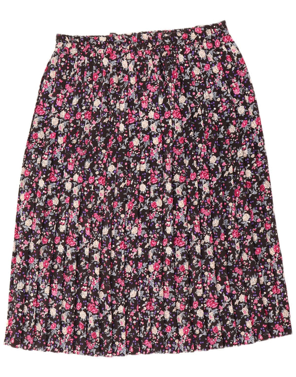 Gonna a pieghe vintage da donna UK 16 grande W38 poliestere floreale multicolore